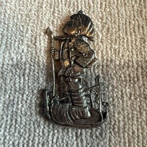 Vintage Silver-Tone Figurine Brooch